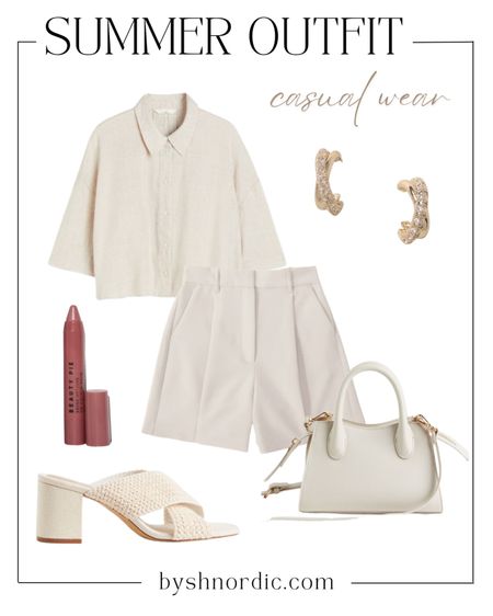 Chic summer outfit idea: white top plus shorts, gold earrings, stylish handbag, and sandals!

#beautypicks #casualstyle #outfitinspo #ukfashion

#LTKSeasonal #LTKFind #LTKstyletip