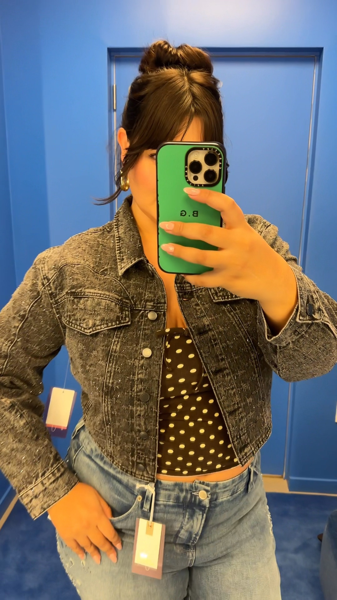 this jacket is perfect. cropped and sparkled i’m obsessed! you can size up for an oversized look they didn’t have my size in stores but i’m wearing a L here (would do a 1x prob) 

#LTKMidsize #LTKPlusSize #LTKStyleTip