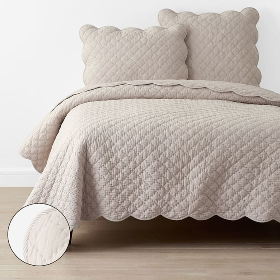 Scallop Quilt - Linen, Twin/Twin XL | The Company Store