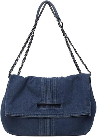 Women Denim Shoulder Handbag Retro Crossbody Bag Large Capacity Tote Purse Chain Strap Underarm B... | Amazon (US)