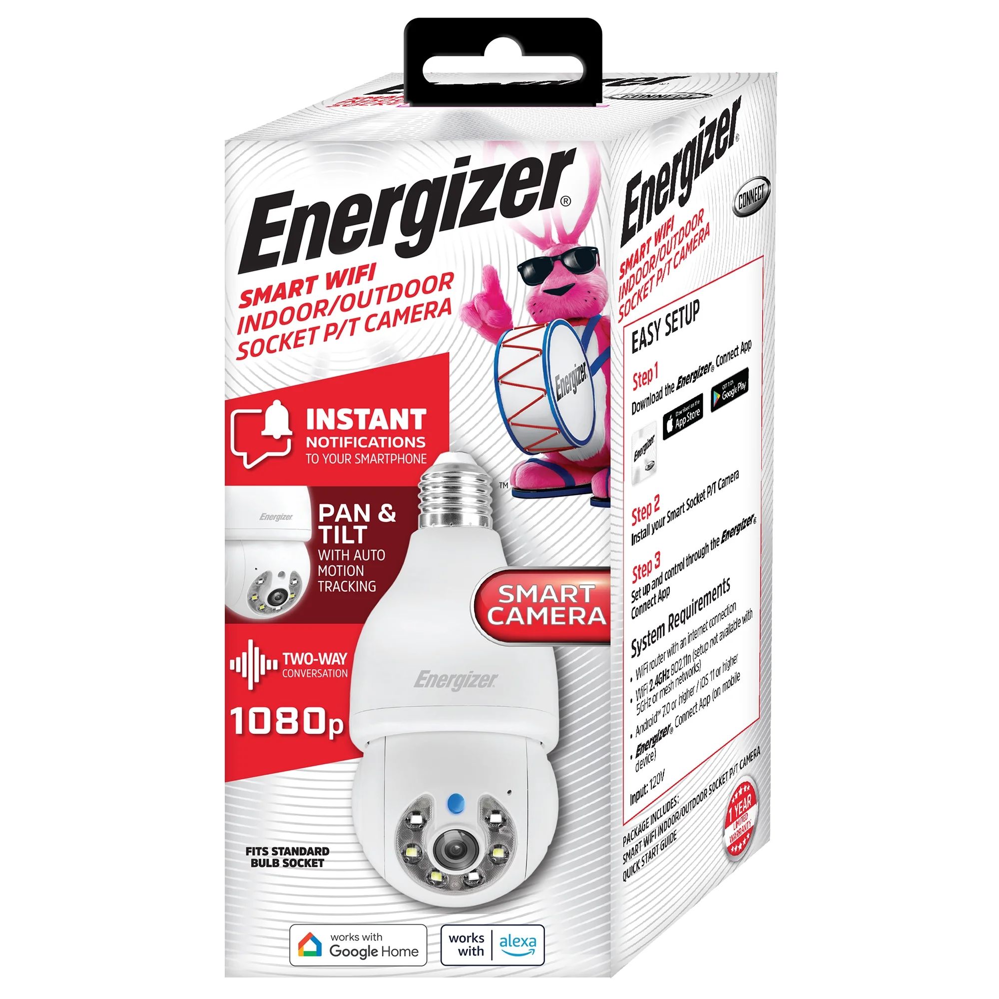 Energizer Smart Outdoor 1080p Security Socket Camera with Auto Motion tracking, 2-Way Audio, Nigh... | Walmart (US)