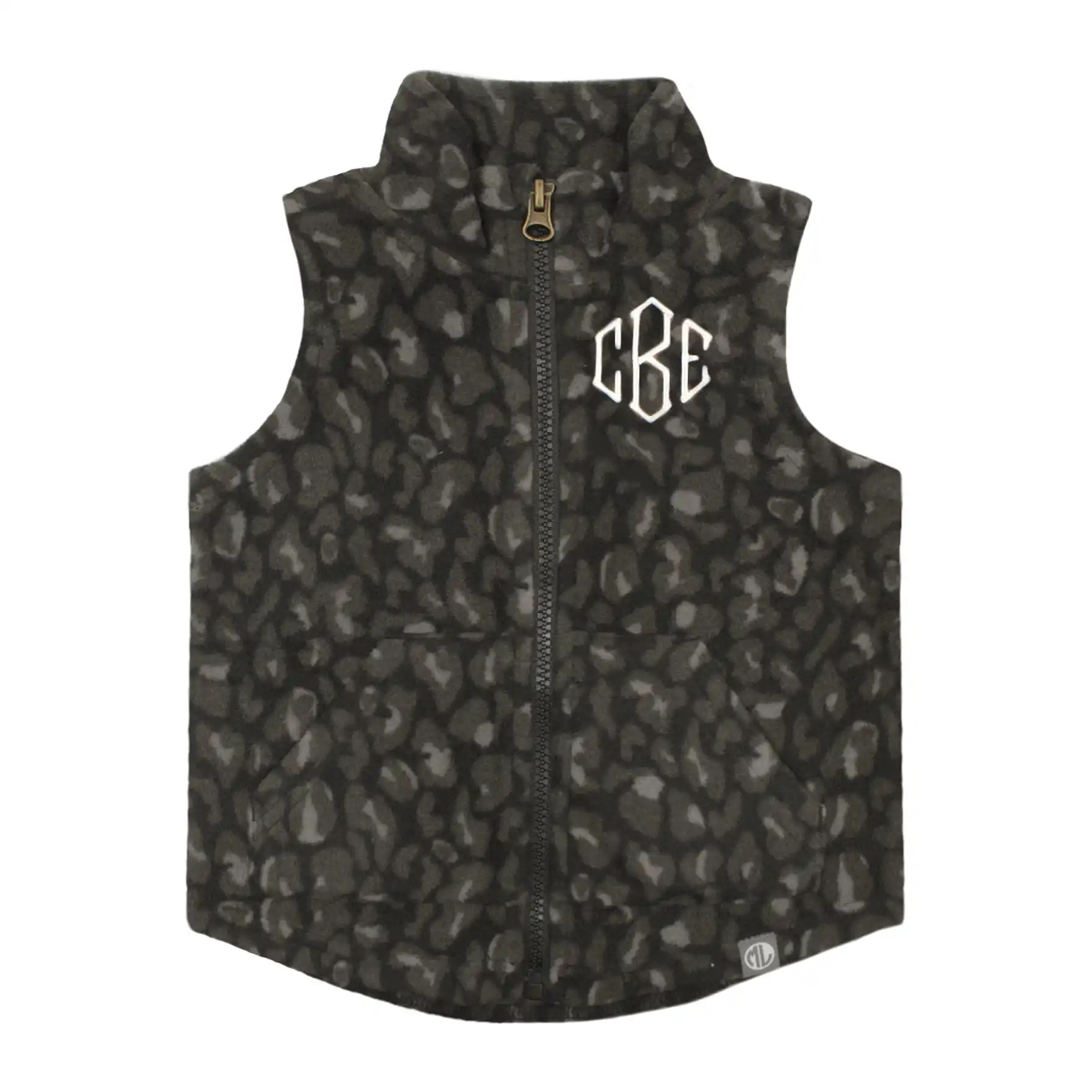 Monogrammed Kids Leopard Fleece Vest | Marleylilly