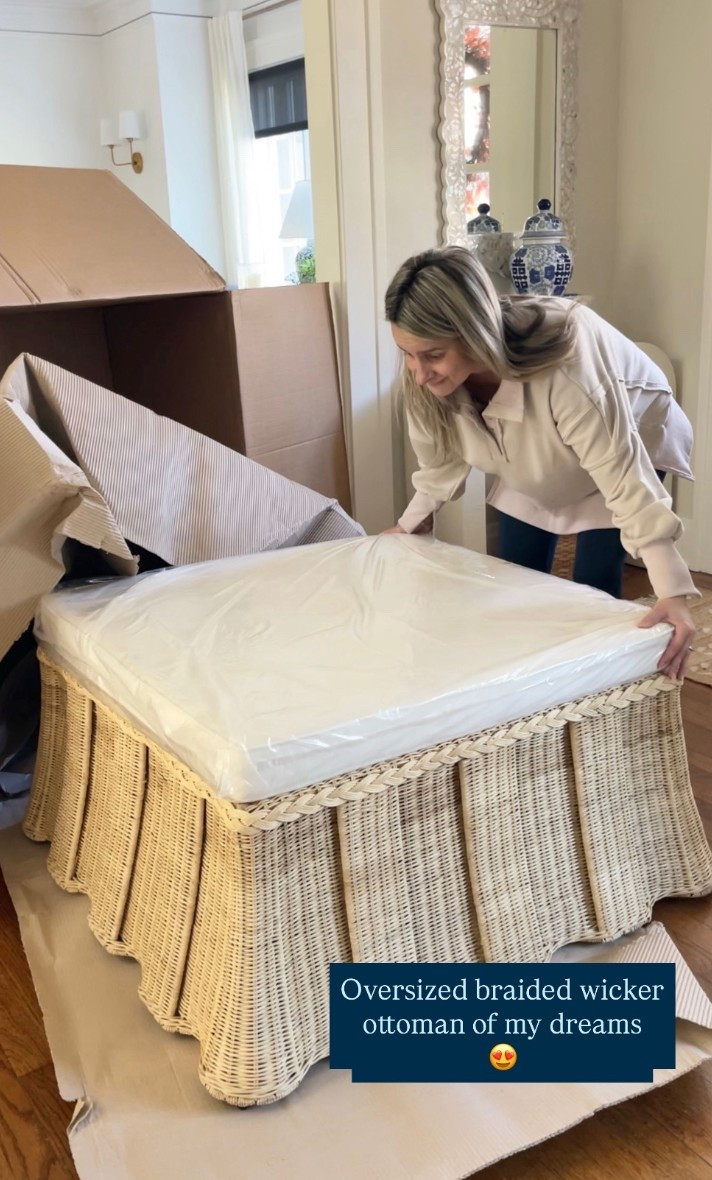 I’m in LOVE with this look for less oversized scalloped wicker ottoman!! It’s huge at 40” 😍 and the rattan is such a pretty bleach color…just gorgeous in person!! I’m using it in our beach house paired with a sectional!

#LTKSaleAlert #LTKHome