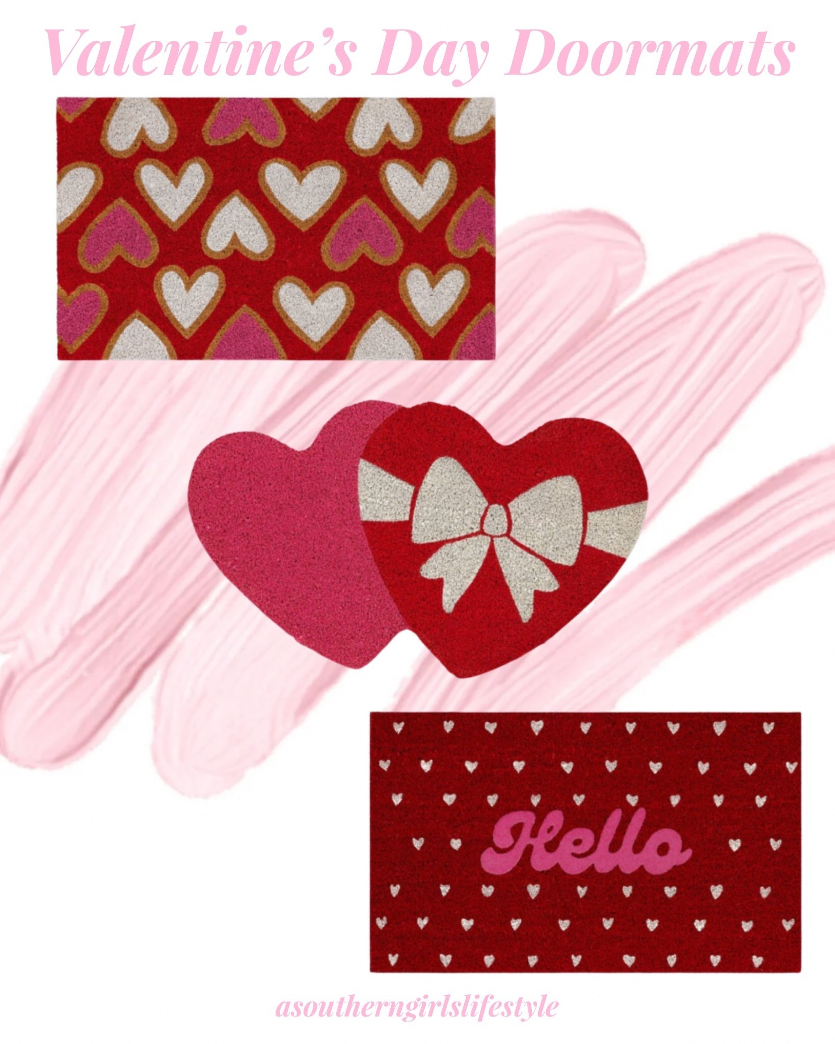 Pink & Red Valentine’s Day Doormats at Target 

Multi Hearts Coir Doormat, Heart Shaped Box of Chocolate Coir Doormat & Hello Flocked Hearts Coir Doormat

Valentine’s Day Decor. Valentines Day Decor  Home Decor  

#LTKHome #LTKSeasonal #LTKFindsUnder50
