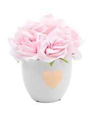 7in Pink Roses In Ceramic Pot | Marshalls