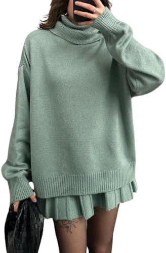 chouyatou Women's 2 Piece Sweater Skirt Sets Turtleneck Pullover Tops Mini Pleated Skirt Two Piec... | Amazon (US)