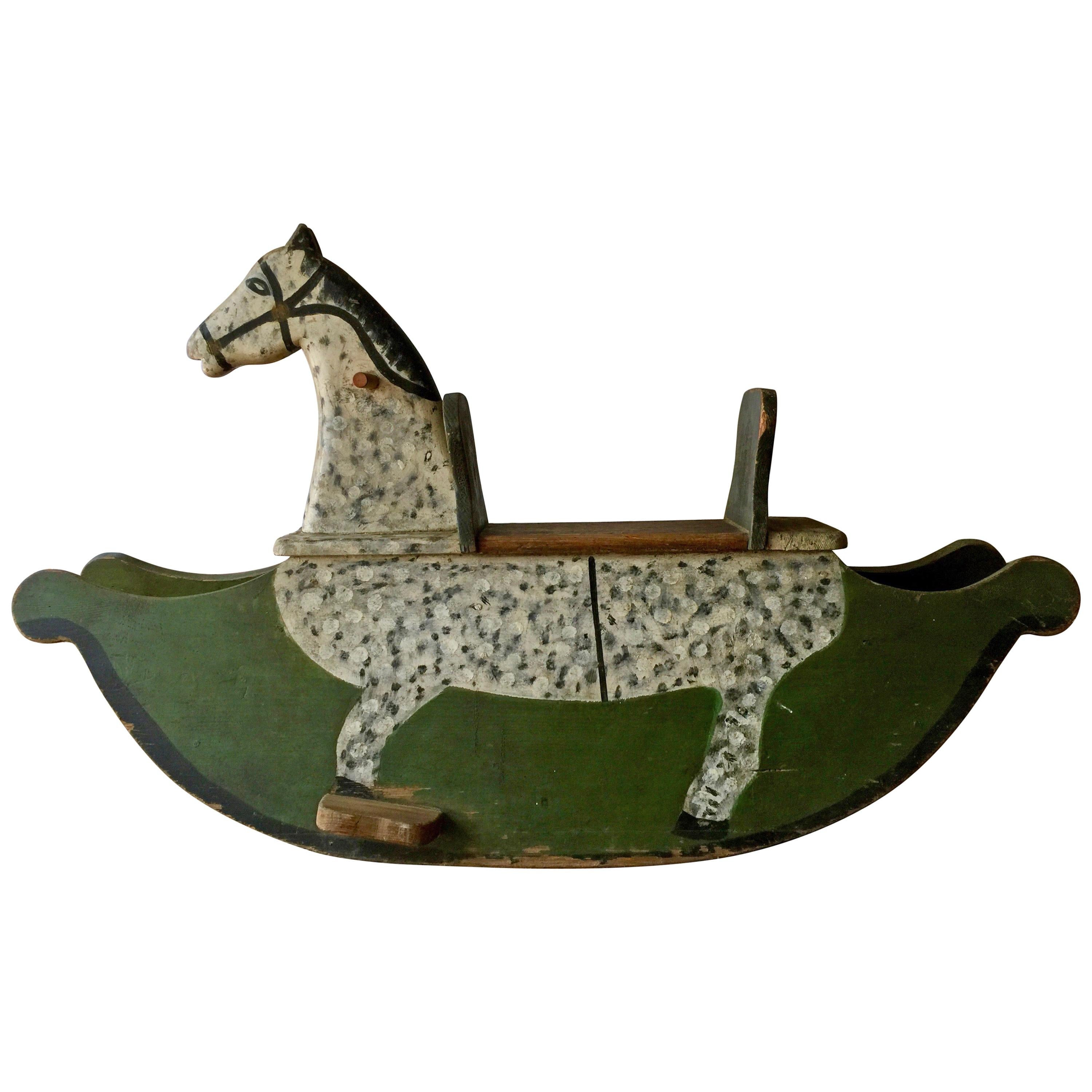 Swedish Wooden Toy Horse Rocker | 1stDibs