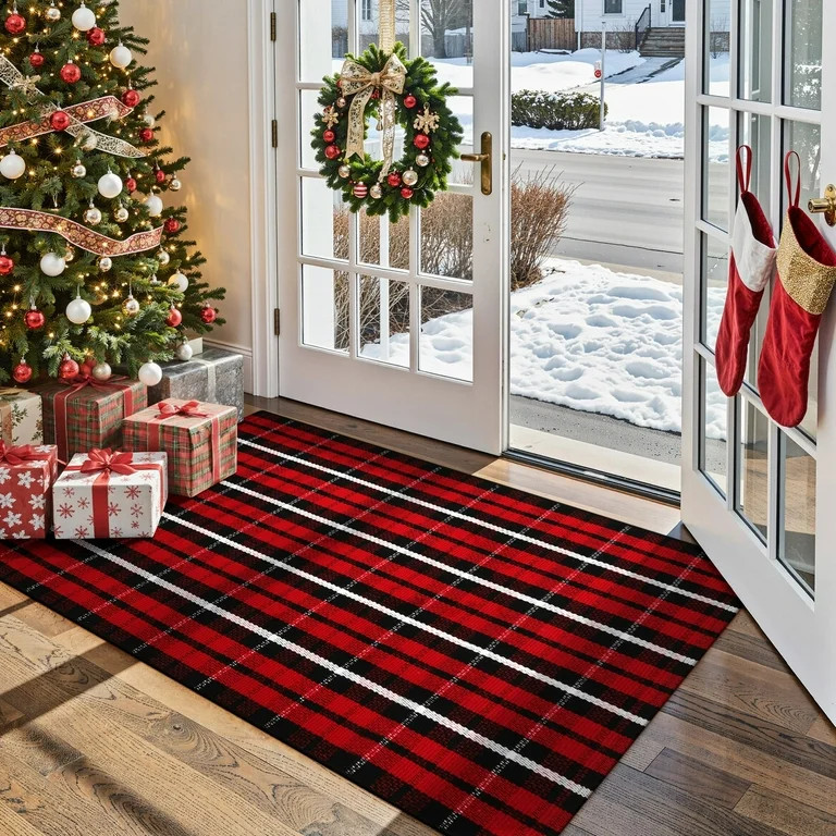 RUG ROBOT Buffalo Plaid Area Rug 27.5"x43", Washable Christmas Door Mat Indoor Outdoor Entrance R... | Walmart (US)