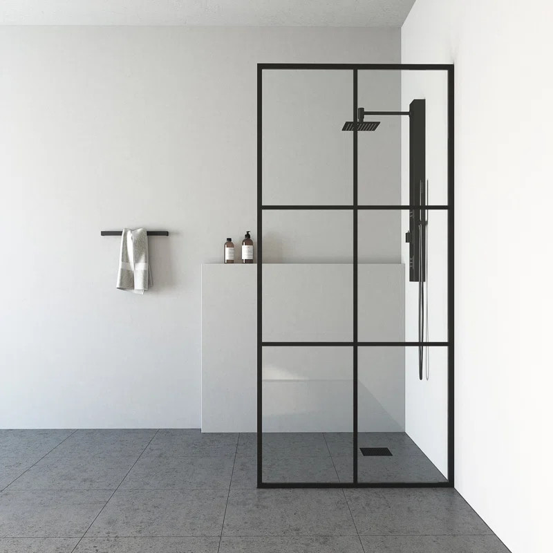 Ventana 34" W x 74" H Fixed Framed Shower Screen with 3/8" Glass | Wayfair North America