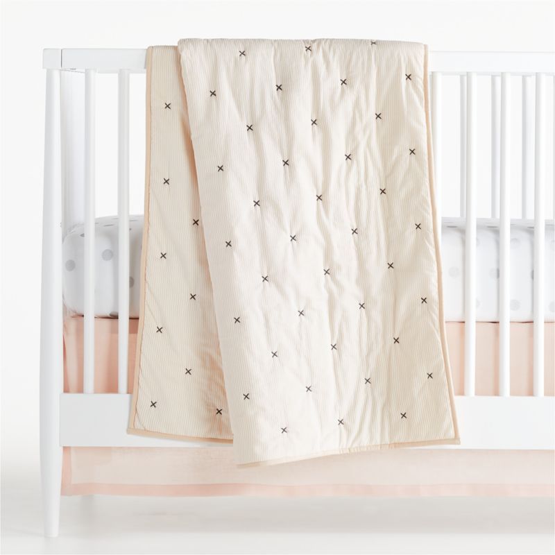 Beige Cotton Voile Baby Crib Quilt + Reviews | Crate & Kids | Crate & Barrel