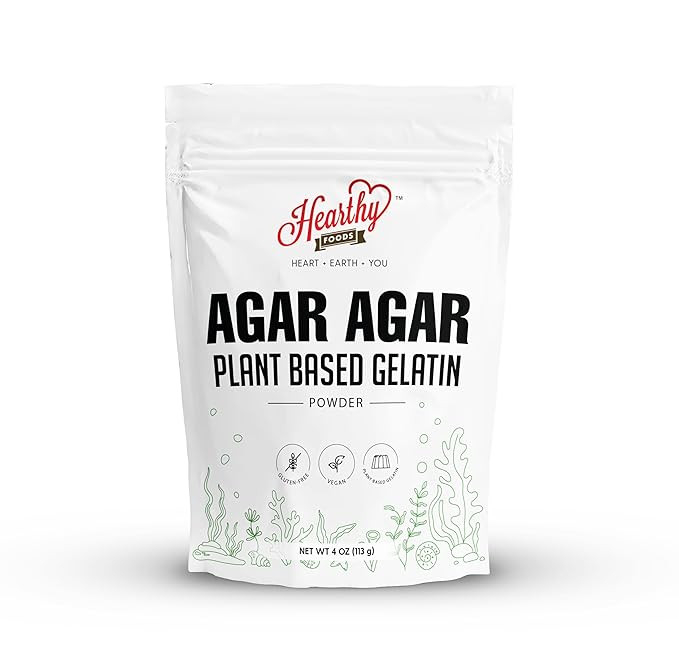 Hearthy Foods Agar Agar Powder (4oz) Vegan Gelatin Substitute, Certified Halal, Kosher, Gluten-fr... | Amazon (US)