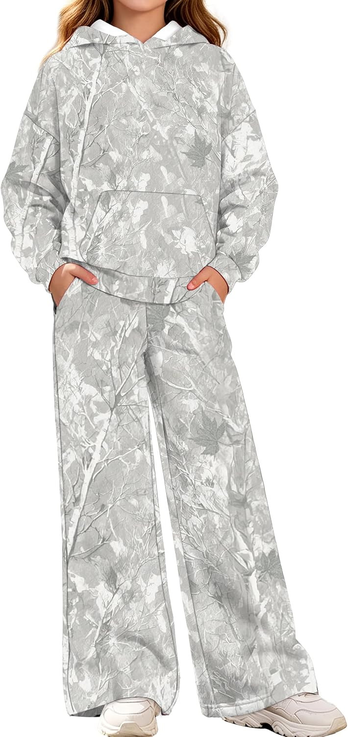MIGU Girls Clothes 2-Piece Fall Winter Hoodie and Sweatpants Set 6-12 Years | Amazon (US)