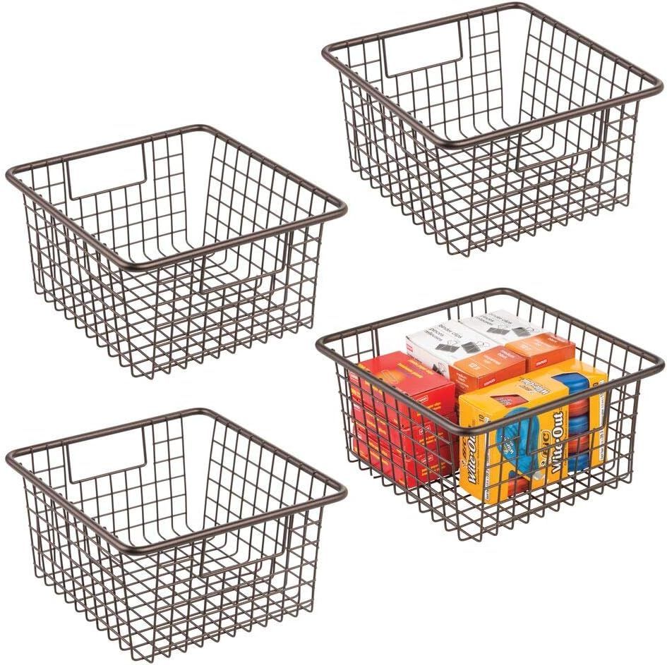 mDesign Farmhouse Metal Wire Storage Organizer Bin Basket Holder with Handles - for Home, Office ... | Amazon (US)