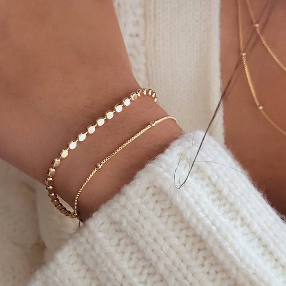 SALE Set of 2 Everyday Layering Bracelets/dainty Simple - Etsy | Etsy (US)