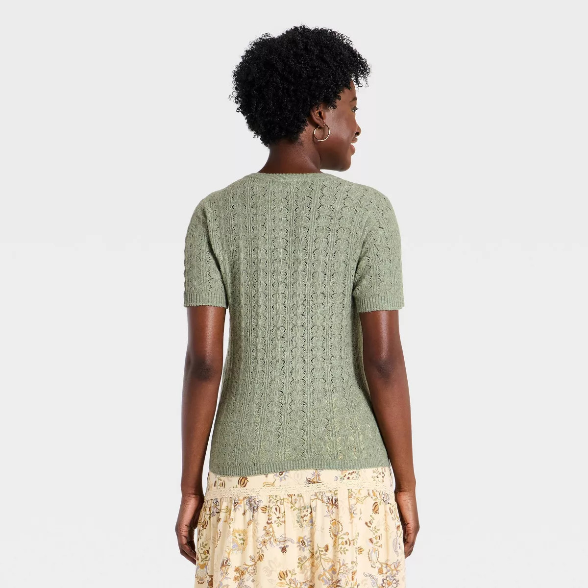 Women's Short Sleeve Heirloom Henley Pullover Sweater - Universal Thread\u2122 Heather Green M | Target