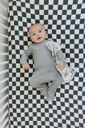 Mebie Baby Heather Grey Ribbed Bamboo Zipper | Mebie Baby