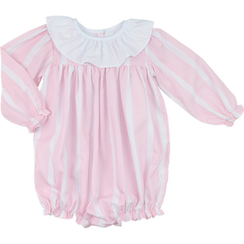 Pink And White Striped Ruffle Bubble | Cecil and Lou