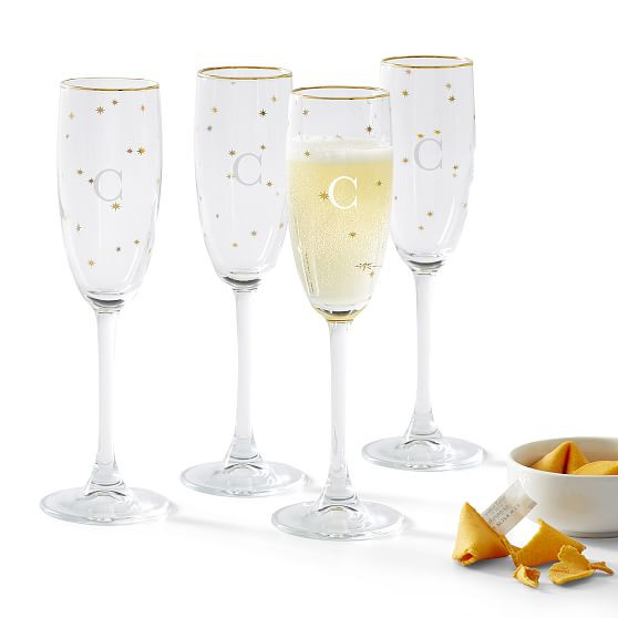 Gold Star Champagne Flutes, Set of 4 | Mark and Graham