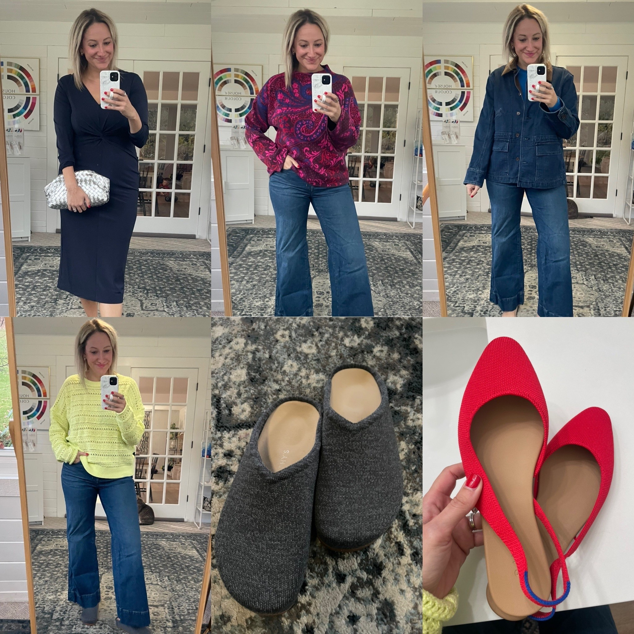 This week’s try-on
Top left dress: ☀️ TTS
Top left bag: ❄️/ ☀️ 
Top middle: ❄️ TTS or size down
Top right jacket: all seasons size down
Bottom left top: ❄️ size down
Bottom middle: ❄️ TTS
Bottom right: all seasons TTS