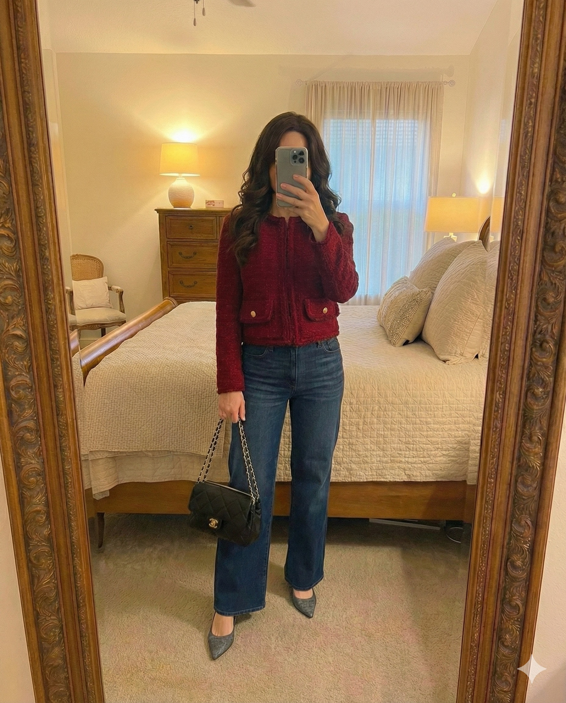 Elevating denim with a touch of tweed. This red jacket and wide-leg jeans combo is my new favorite for effortlessly chic style. 

 #LTKootd #LTKOver40 #LTKPetite