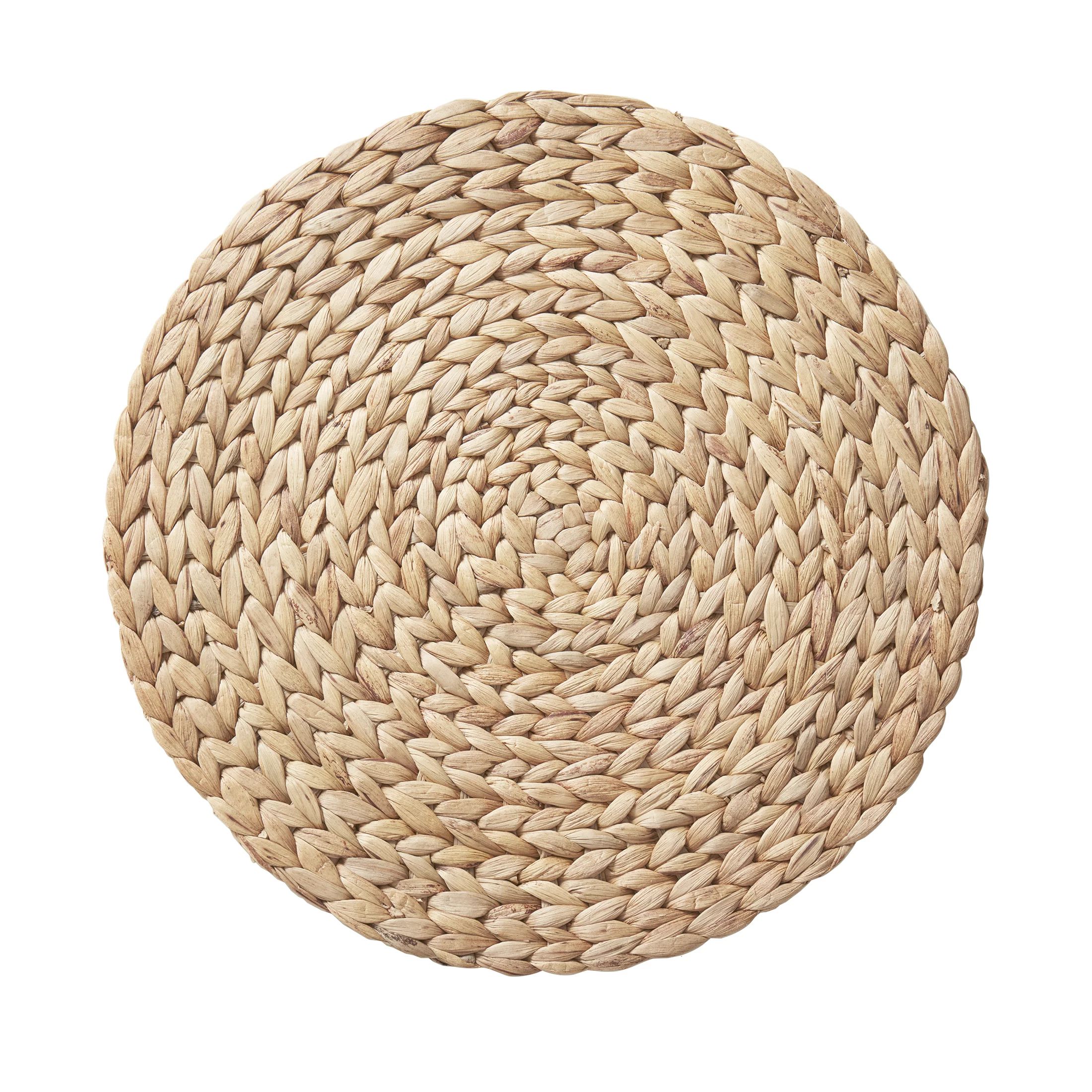 Better Homes & Gardens Natural Beige Water Hyacinth 15" Round Table Placemat, 1 Piece | Walmart (US)
