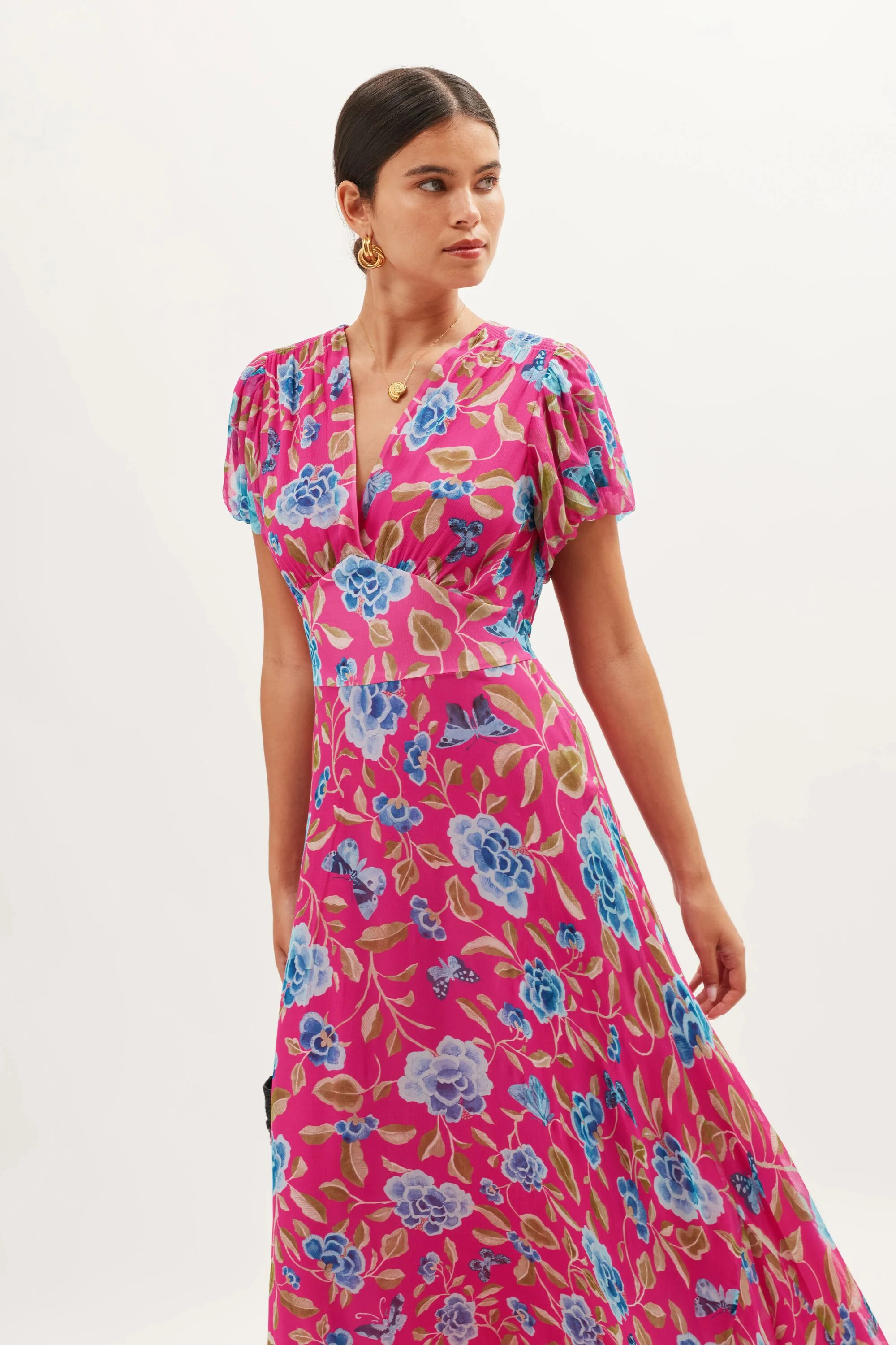 Corrine  -  Butterfly Floral Magenta | Rixo