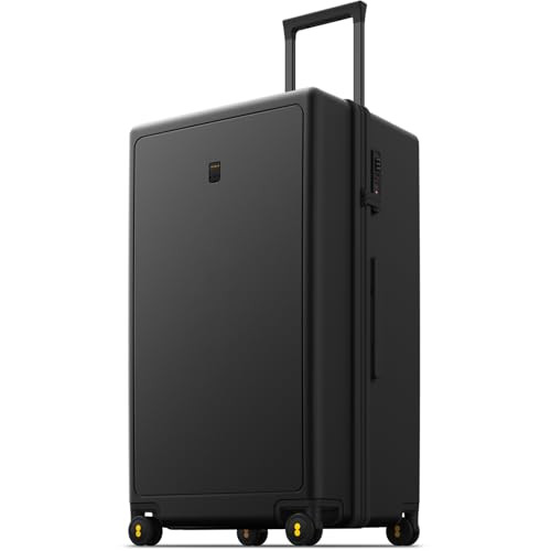 LEVEL8 Trunk Luggages, Large Suitcase 28 Inch Luggage with Spinner Wheels, Luminous Textured Checked Lightweight Hard Shell with Tsa Lock, Black | Amazon (US)