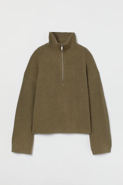 Zip-up rib-knit jumper | H&M (UK, MY, IN, SG, PH, TW, HK)