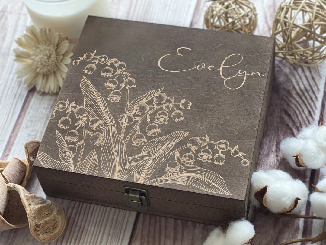 Personalized Wooden Box With Engraving - Lily of the Valley Design, May Zodiac Gift | Custom Keep... | Etsy (US)