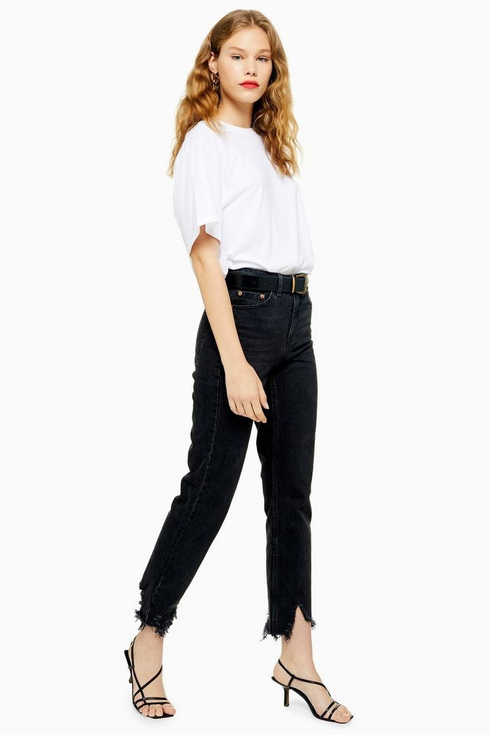 Washed Black Jagged Hem Jeans | Topshop US