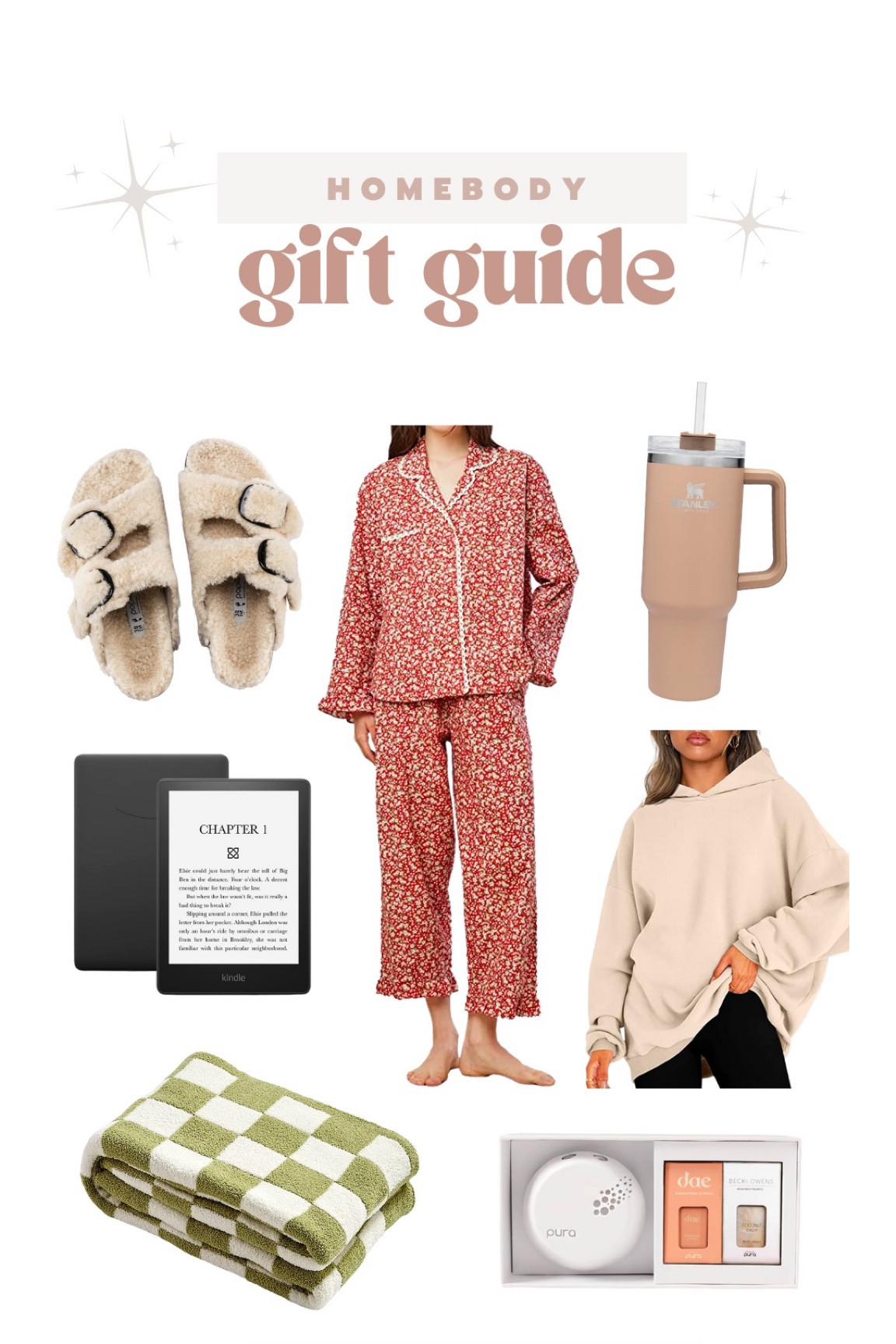 Pajamas, hoodie, blanket and kindle are linked on my Amazon storefront! 