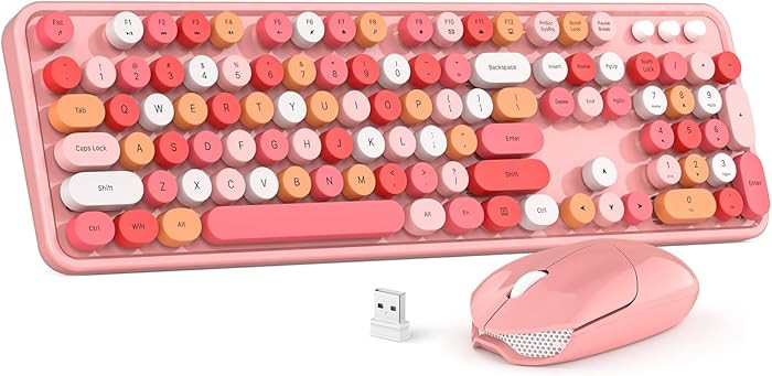 Wireless Keyboard and Mouse Combo, MOWUX Colorful Computer Full Size 2.4G Plug and Play Wireless ... | Amazon (US)