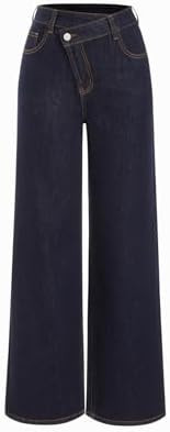 CIDER Wide Leg Jeans Women Wrap High Waisted Baggy Boyfriend Jeans Y2K | Amazon (US)