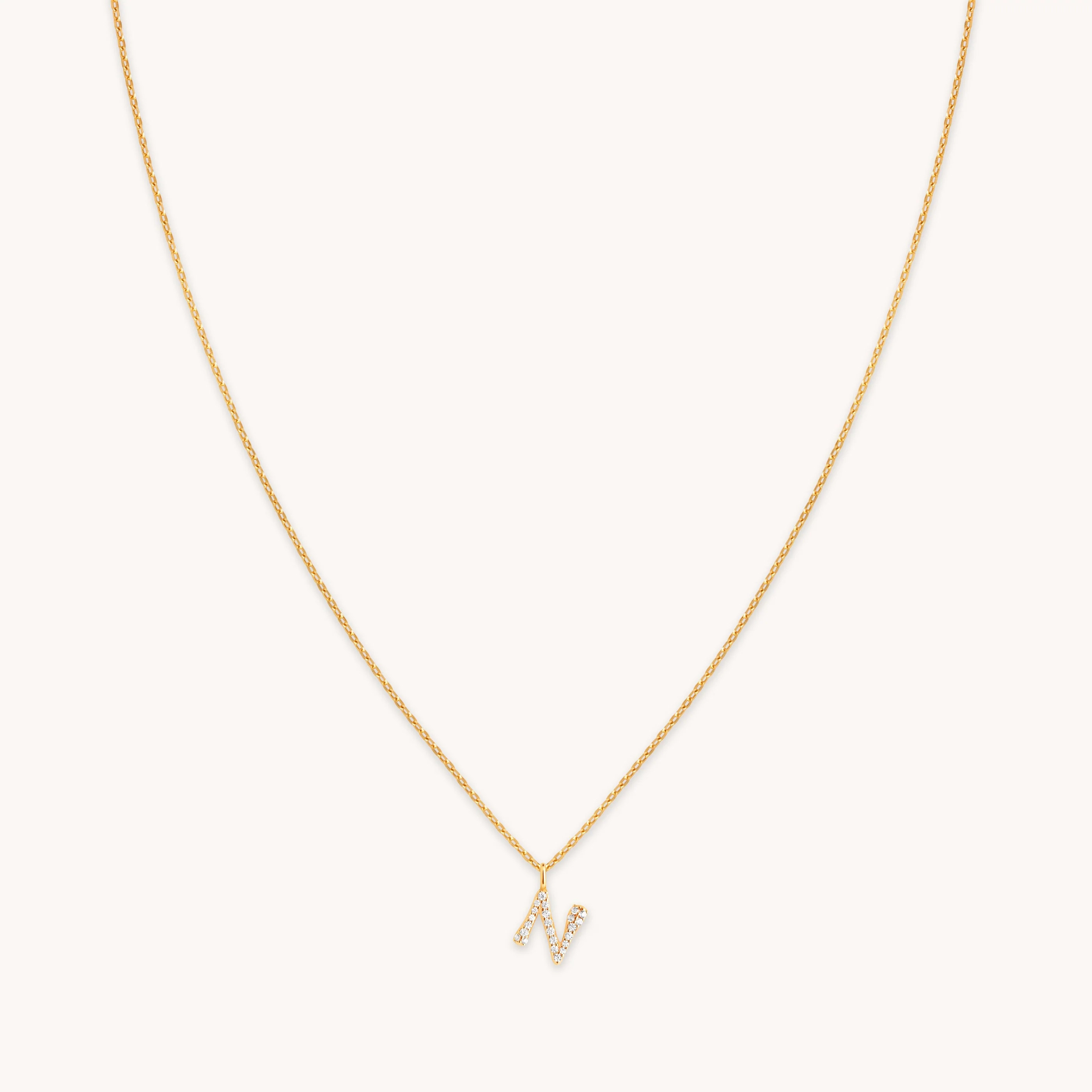N Pavé Initial Gold Necklace | Astrid & Miyu Necklaces | Astrid & Miyu US