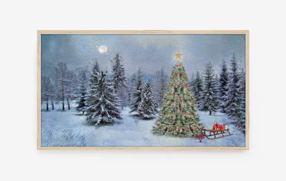 Frame TV Art, Samsung Frame TV Art, Digital Download, Winter, landscape, woods, snowy mountain, C... | Etsy (US)