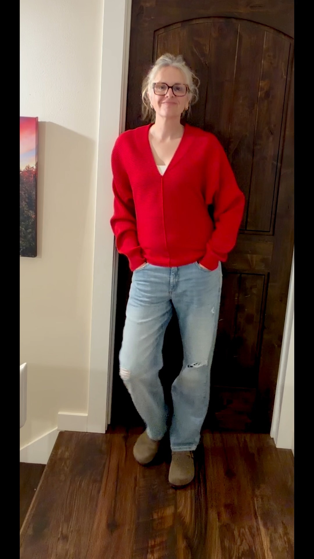 Working from home today in the most comfortable @Anthropologie outfit. 
Jeans: size 28 
Sweater: medium

#LTKOver40 #LTKdayinmylife #LTKootd