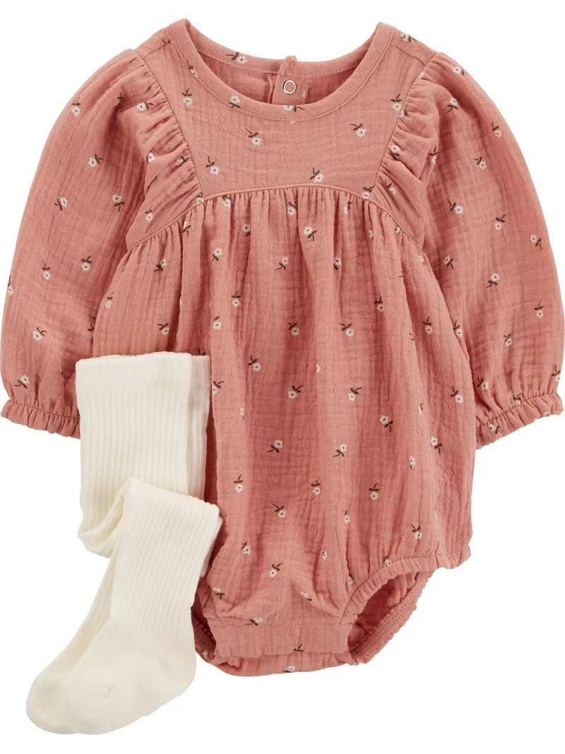 Carter's Child of Mine Baby Girl Bubble Bodysuit and Tights, 2-Piece, Sizes 0/3-24 Months | Walmart (US)