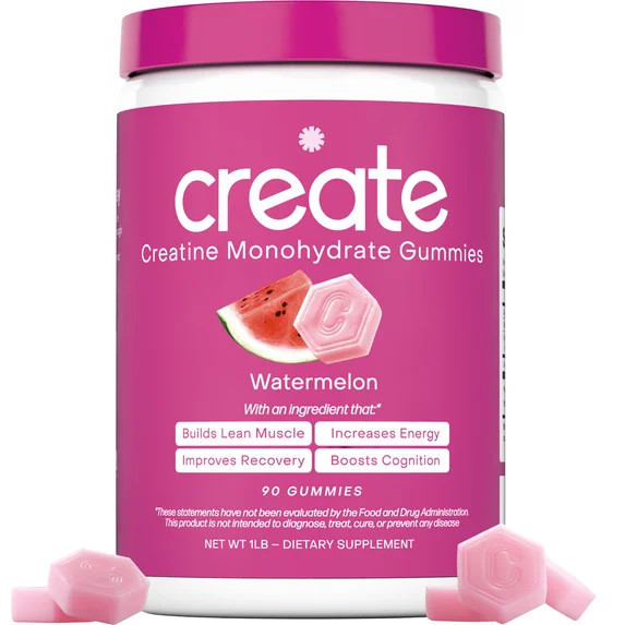 Create Watermelon Creatine Gummies – 1.5g Creatine Monohydrate, Boost Strength & Focus, 90 Ct | Walmart (US)