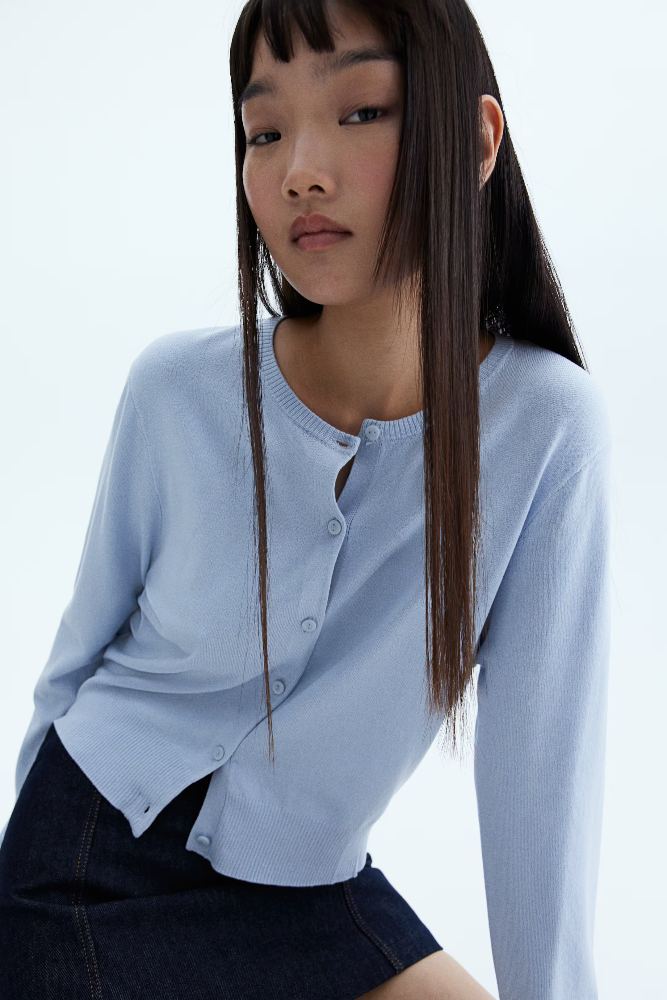 Fitted Cardigan - Light blue - Ladies | H&M US | H&M (US + CA)