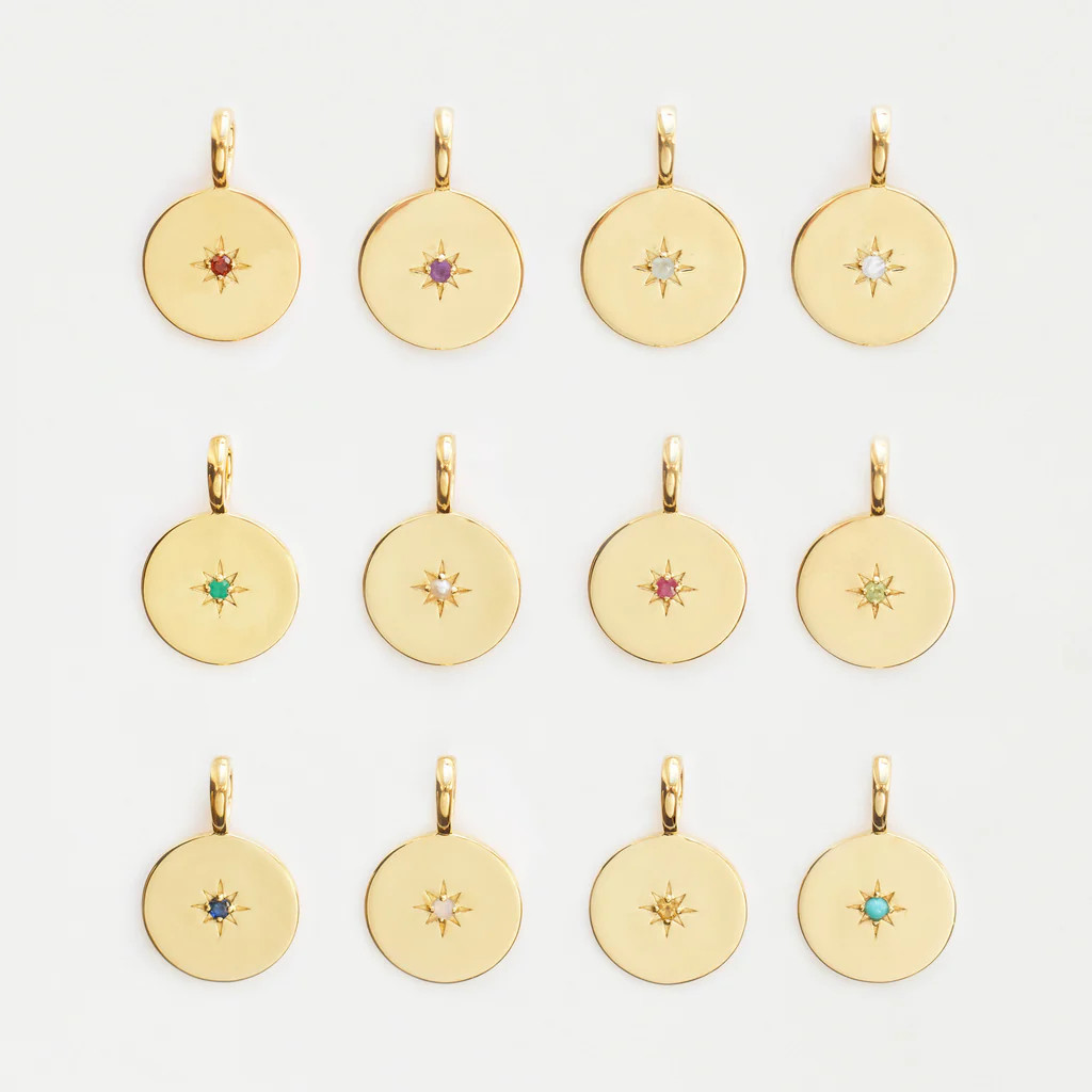 Star Set Birthstone Coin Pendant | Carrie Elizabeth