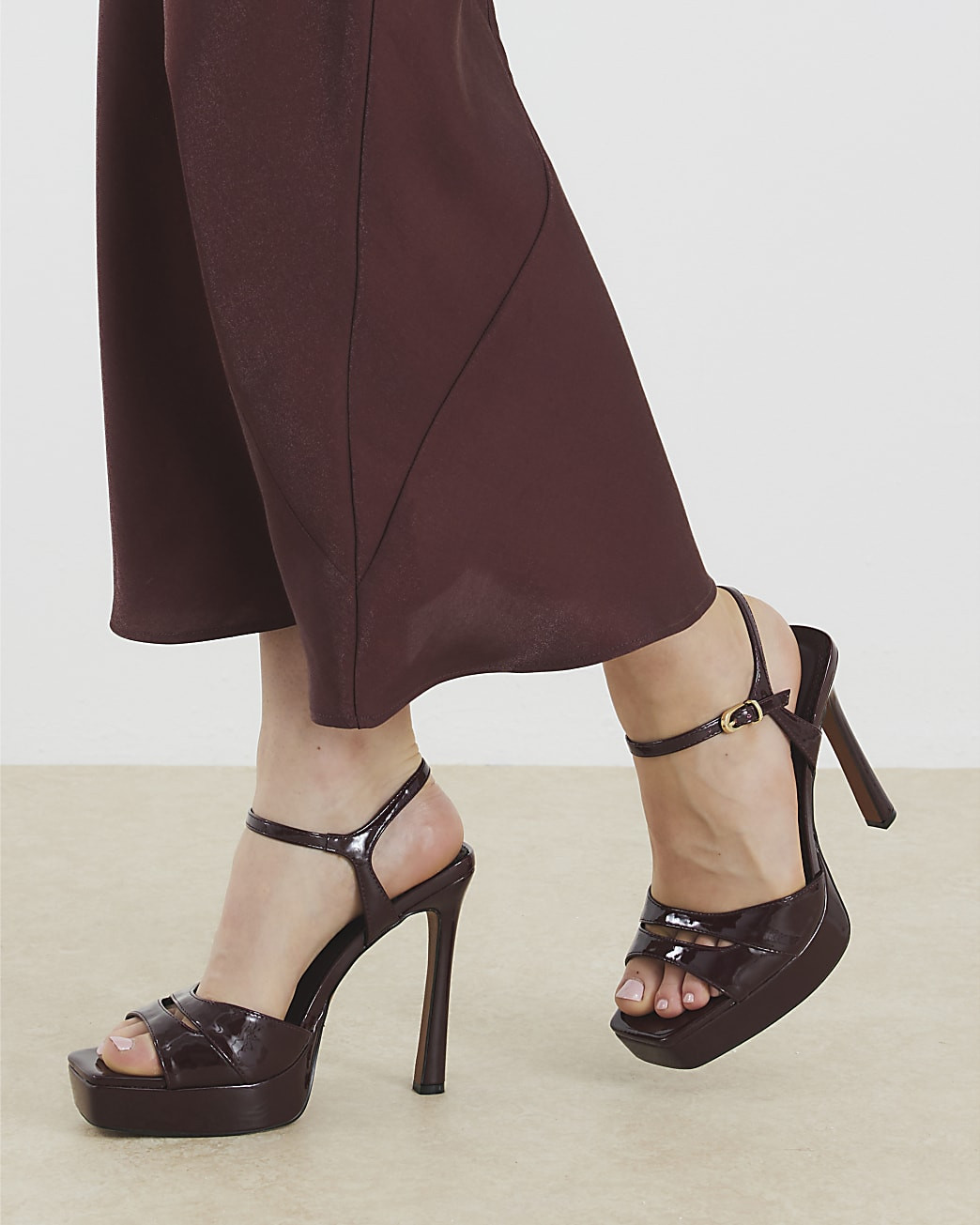 Red Wide Fit Platform Heeled Sandals | River Island UK & IE