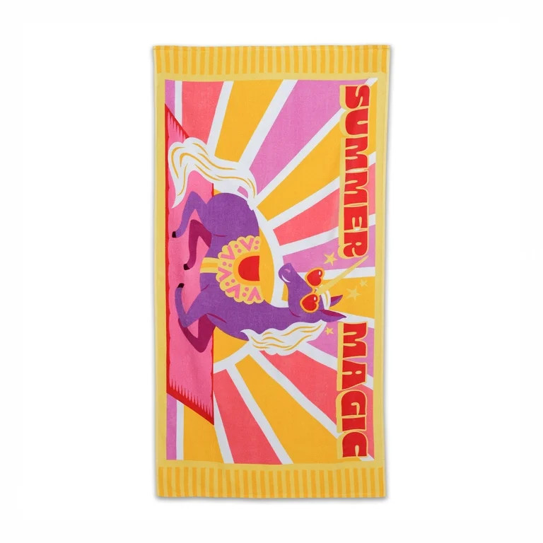 Mainstays Kids Cotton Unicorn Beach Towel, 30 x 60 Inches, Cool Design | Walmart (US)