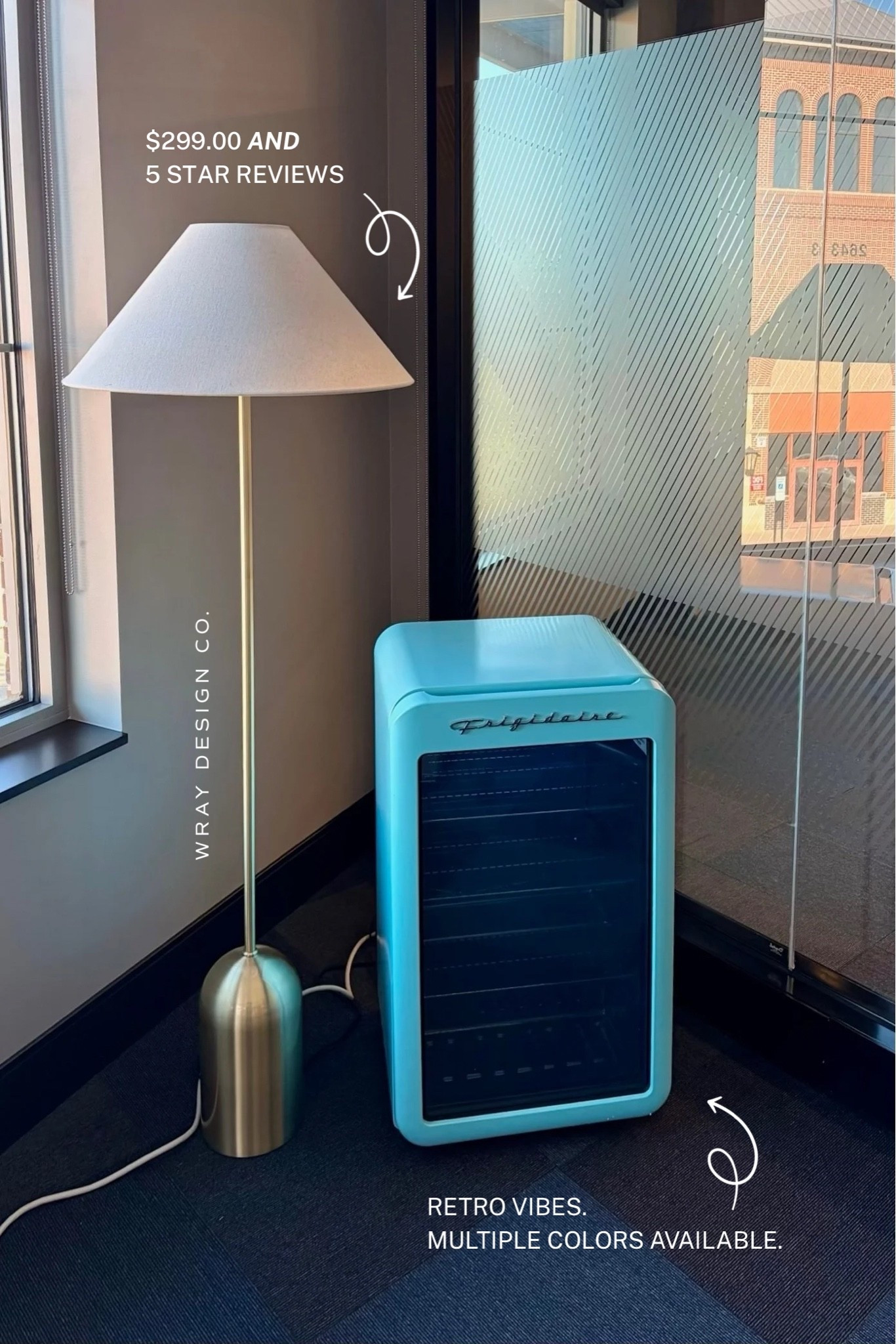 Obsessed with this retro Frigidaire mini fridge! Perfect for small spaces, apartments, home offices, or even a dorm room! Styled with a brass floor lamp for that warm, modern-retro mix.

#LTKHome