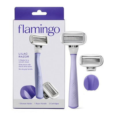 Flamingo 5-Blade Women's Razor - 1 Razor Handle + 2 Razor Blade Refills - Lilac | Target