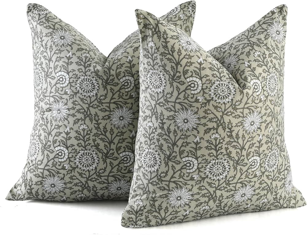CPC 20x20 in Floral Pillow Covers for Farmhouse, Neutral Decorative Pillow Covers for Living Room... | Amazon (US)