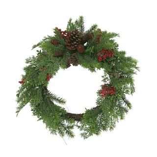 24" Lightly Frosted Red Berry, Pine Leaf, & Pinecone Christmas Wreath by Ashland® | Michaels Stores