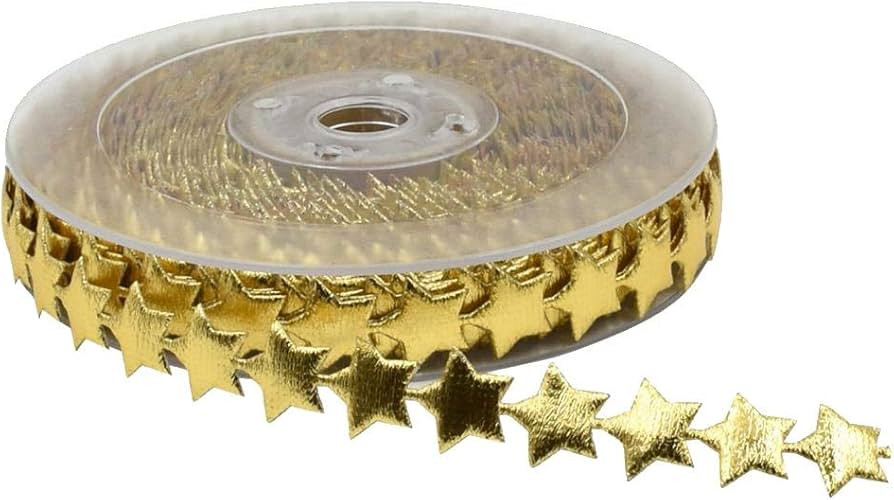 1 Roll Polyester Star Ribbon Trim,Stars Decorations,Gold Ribbon Trim Embellishment for Holiday We... | Amazon (US)