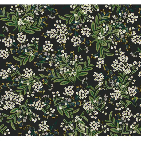 Rifle Paper Co.Cornflower Black & Green Wallpaper | Bed Bath & Beyond