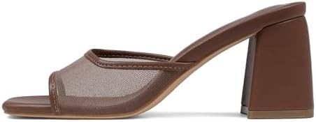 Heeled Sandals for Women Slide Sandals Square Open Toe Mules Chunky Heels Slip On Summer Dress Sh... | Amazon (US)