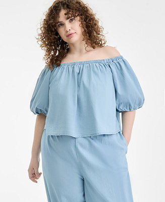 On 34th Trendy Plus Size Cotton Off-The-Shoulder Top, Macy's Exclusive - Macy's | Macy's